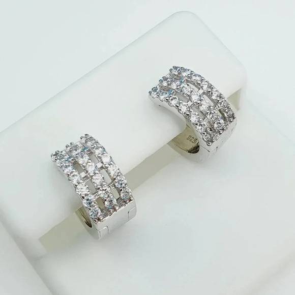 "925 Sterling Silver Cubic Zirconia Earrings, UU1P6A6162
